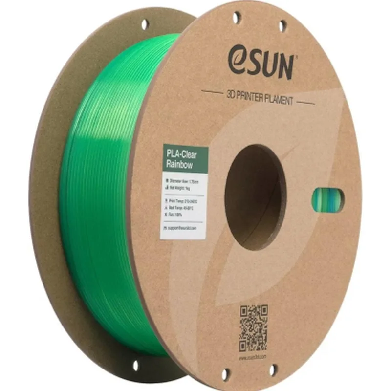 Пластик для 3D-принтера eSUN PLA Clear Rainbow 1,75mm 1kg Transl BLUE GREEN (PLA-CLRB175T-UG1P1)