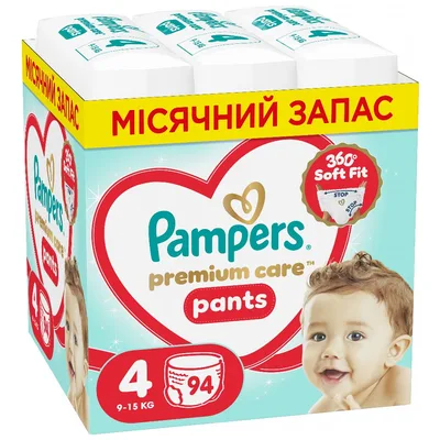 Підгузки Pampers Premium Care Pants Розмір 4 (9-15 кг) 94 шт (8006530320160)