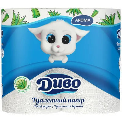 Туалетний папір Диво Aroma Алое Вера 2 шари білий 4 рулони (4820003836156)