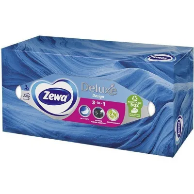 Серветки косметичні Zewa Deluxe 3 шари 90 шт. (4006670128002)
