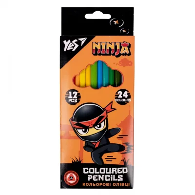 Олівці кольорові Yes Ninja двосторонні 12 шт. 24 кол. (290707)