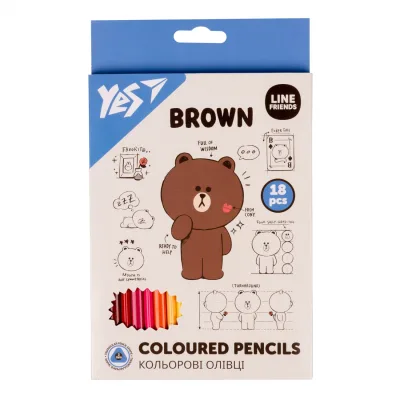 Олівці кольорові Yes 18 кол Line Friends (290712)