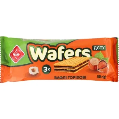 Вафлі Житомирські ласощі з начинкою Wafers горіхові 50 г (4823103009499)