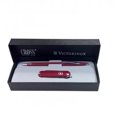 Набір Victorinox Ніж+Ручка Cross черв кул.