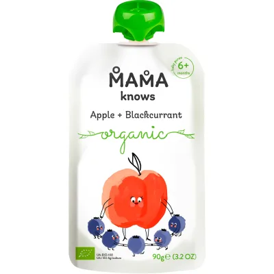 Дитяче пюре Mama knows Органічне Яблуко та Чорна смородина 90 г (4820016254572)