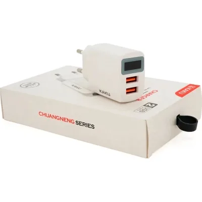 Зарядний пристрій iKAKU KSC-180 2xUSB 2.4A digital display White (KSC-180-CHUANGNENG)