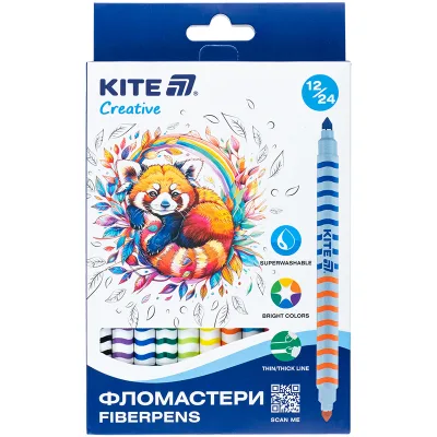 Фломастери Kite Creative двосторонні 12 кольорів (K-1151)