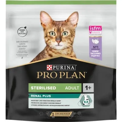 Сухий корм для кішок Purina Pro Plan Sterilised Adult 1+ Renal Plus Для дорослих стерилізованих З індичкою 400 г (7613033564673)