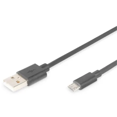 Дата кабель USB 2.0 AM to Micro 5P 0.9m black Digitus (AK-300110-010-S)