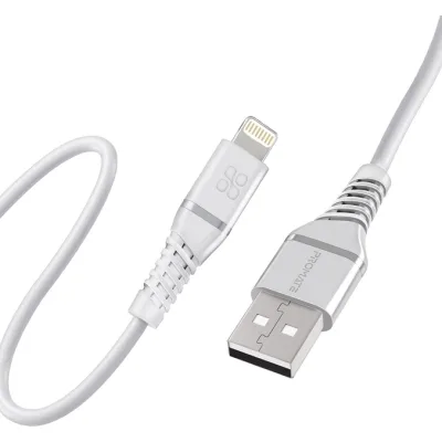 Дата кабель USB 2.0 AM to Lightning 1.2m 2.4A MFi PowerLine-Ai120 white Promate (powerline-ai120.white)