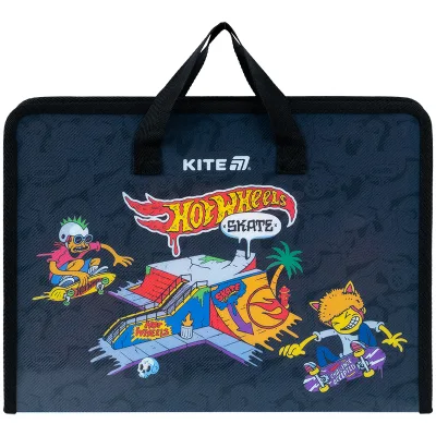 Папка - портфель Kite на блискавці A4 Hot Wheels, 1 відділення (HW25-202)