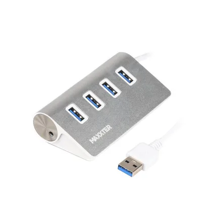 Концентратор Maxxter USB 3.0 Type-A 4 ports silver (HU3A-4P-01)