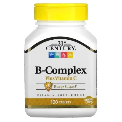 Вітамінно-мінеральний комплекс 21st Century B-Комплекс та Вітамін С, B-Complex Plus Vitamin C, 100 таблеток (CEN-22668)