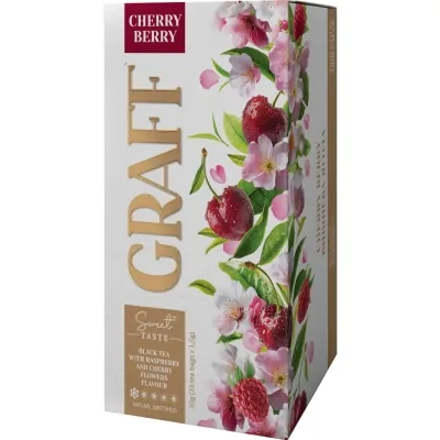 Чай Graff Cherry Berry з ароматом квітів малини та вишні 20x1.5 г (4820279612324)