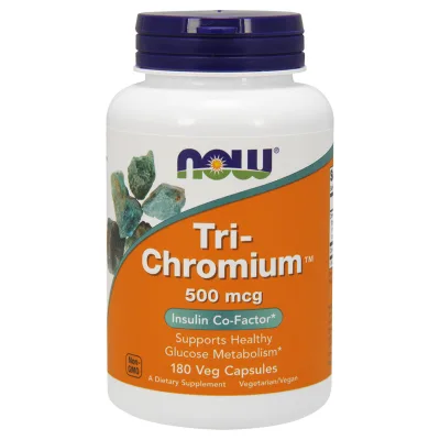 Мінерали Now Foods Хром 500 мкг, Tri-Chromium, 180 вегетарианских капсул (NF1426)