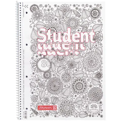 Книга записна Brunnen Коледж-блок А4 Premium Zenart flowers, клітинка 80 аркушів (10-674 28)