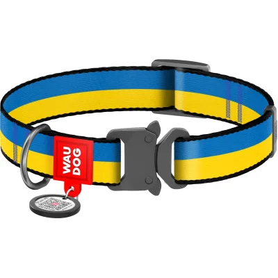 Нашийник для тварин WAUDOG Nylon з QR паспортом Colors of freedom металева пряжка-фастекс L (4507-4020)