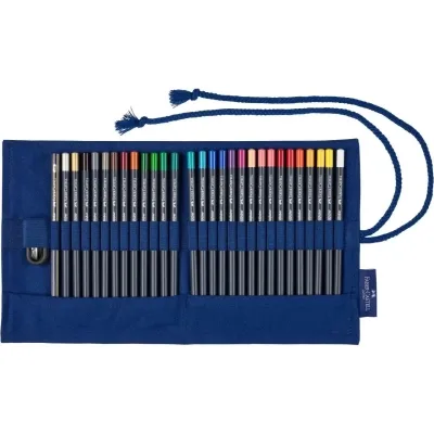 Акварельні фарби Faber-Castell Goldfaber у тканинному пеналі-ролі з аксесуарами, 27 кольорів, 114752 (28943)