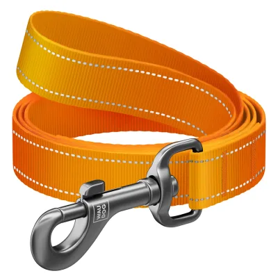 Повідець для собак WAUDOG Nylon Mono світловідбивний M 20 мм, 200 см, помаранчевий (46374)