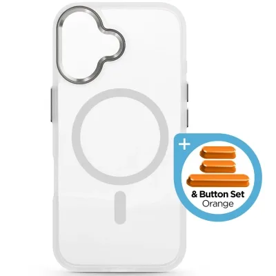 Чохол до мобільного телефона Armorstandart Unit MagCase Apple iPhone 17 Clear Silver + Orange Button Set (ARM90581)