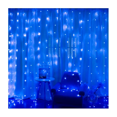 Гірлянда Voltronic Штора 120 LED Водопад Blue, 3*1 м, 8 режимів, 220V, прозора (GAR120LED-Blue)