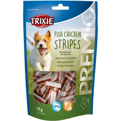 Ласощі для собак Trixie Premio Chicken and Pollock Stripes палички курка/риба 75 г (4011905315348)