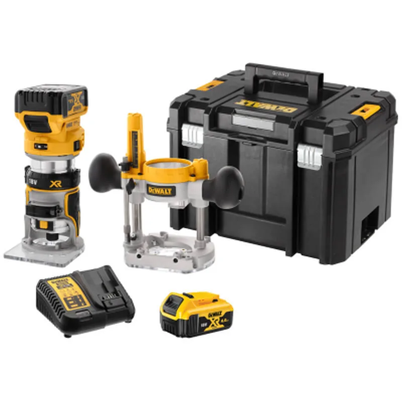 Фрезер DeWALT 18В XR Li-lon, безщітковий, 16000-25500 об/хв, цанга 6-8мм, 2x5Ah, TSTAK (DCW604P2)