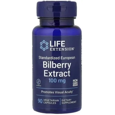 Вітамінно-мінеральний комплекс Life Extension Чорниця екстракт, 100 мг, Bilberry Extract, 90 вегетаріанських кап (LEX-18739)
