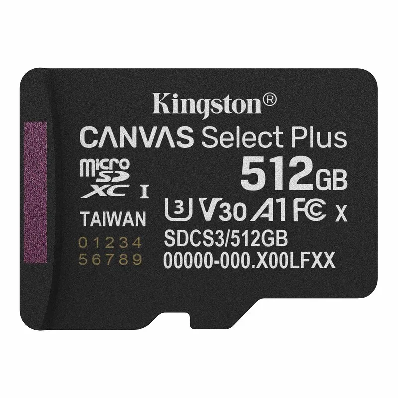 Карта пам'яті Kingston 512GB microSDXC class 10 UHS-I U3 V30 A1 Canvas Select Plus (SDCS3/512GBSP)