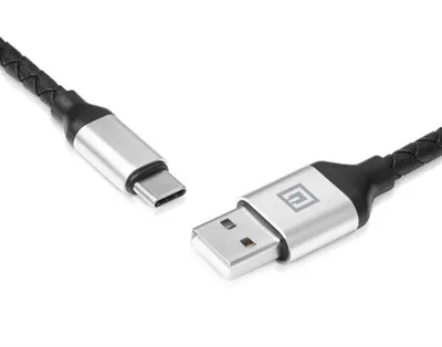 Дата кабель USB 2.0 AM to USB-C 1.0m Leather Premium black-silver REAL-EL (EL123500049)