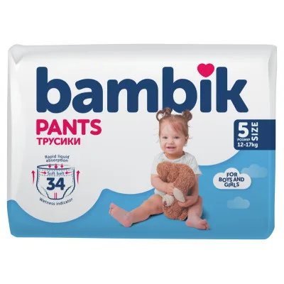 Підгузки Bambik трусики 5 (12-17 кг) 34 ш (4823071652543)