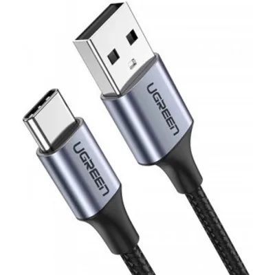 Дата кабель USB 2.0 AM to USB-C 2.0m 90° corner aluminum braid US284 black Ugreen (50942)