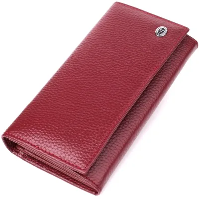 Гаманець ST Leather З натуральної шкіри Бордовий (23085)