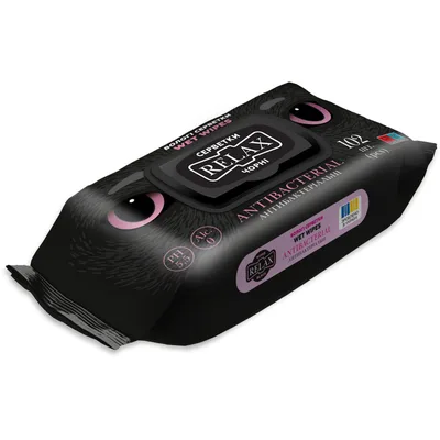 Вологі серветки Relax Tissue Black Антибактеріальні 102 шт. (4820237500984)
