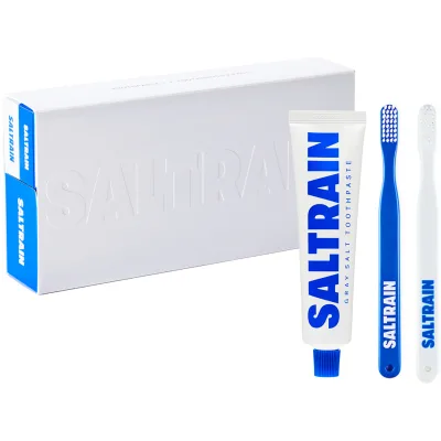 Набір косметики Saltrain Dental Kit Синьо-білий Зубна паста із сірою сіллю 100 мл + Щітка 2 шт. (8809552278323)