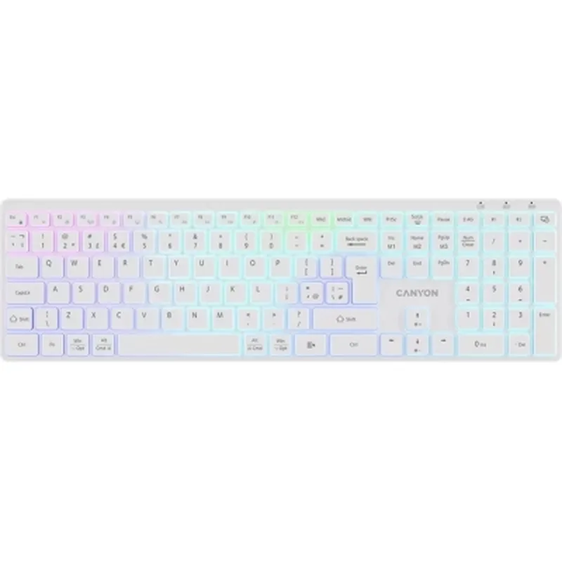 Клавіатура Canyon HKB-W11 Slim Dual Mode Wireless/Bluetooth RGB UA White (CNS-HBTK11W)