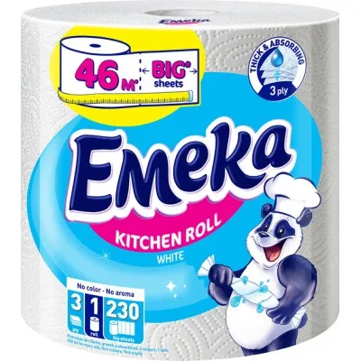Паперові рушники Emeka White Jumbo 3 шари 230 відривів (3800024035159)