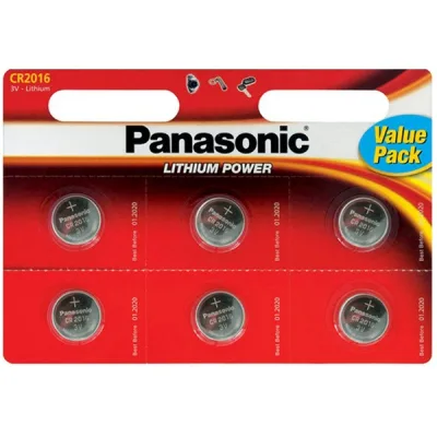Батарейка Panasonic CR 2016 * 6 LITHIUM (CR-2016EL/6B)