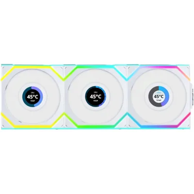 Кулер до корпусу Lian Li UNI Fan SL WIRELESS LCD 120-3, White (G99.12SLLCD1W3W.00)