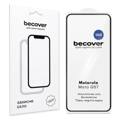 Скло захисне BeCover 10D Motorola Moto G57 Black (715713)