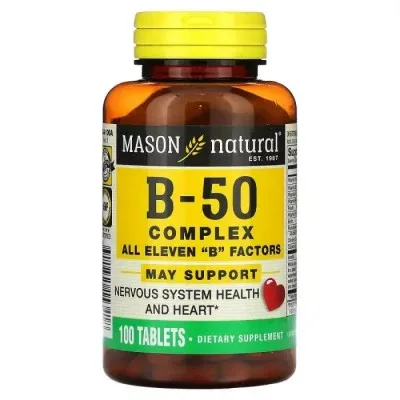 Мультивітамін Mason Natural Комплекс B-50, B-50 Complex, 100 пігулок (MAV-15341)