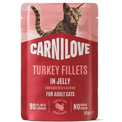Вологий корм для кішок Carnilove Jelly Turkey with Valerian 85 г (8595602584703)