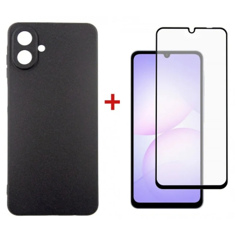 Чохол до мобільного телефона Dengos Carbon Kit for Samsung Galaxy A07 case + glass Black (DG-KM-162)