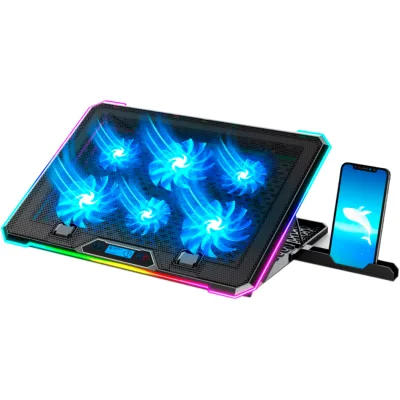 Підставка до ноутбука IceCoorel 10-17", 4*100mm 1400 RPM, 2*USB, 420x300x28mm, RGB (K15)