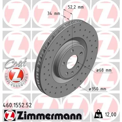 Гальмівний диск ZIMMERMANN 460.1552.52 (упаковка 2 шт)