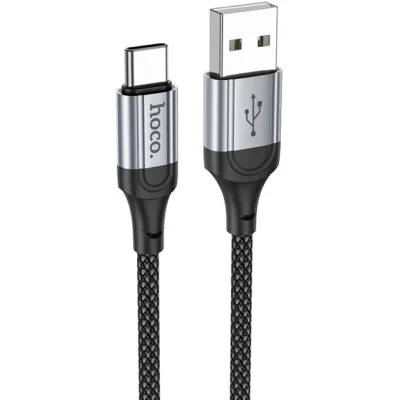 Дата кабель USB 2.0 AM to USB-C 1.0m 3A nylon X102 black HOCO (6942007608770)
