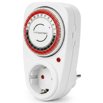 Таймер-розетка EUROELECTRIC 16A/3680W 24Н, White (ST-16A/3,68kW(M))