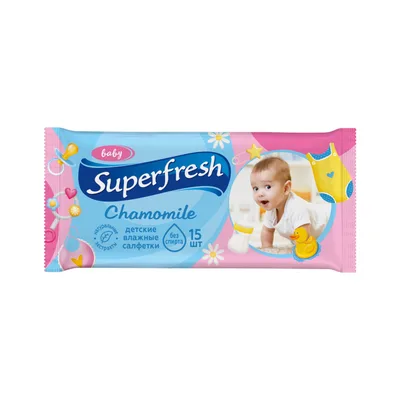 Дитячі вологі серветки Superfresh Baby chamomile 15 шт (4820048484008) (упаковка 5 шт)