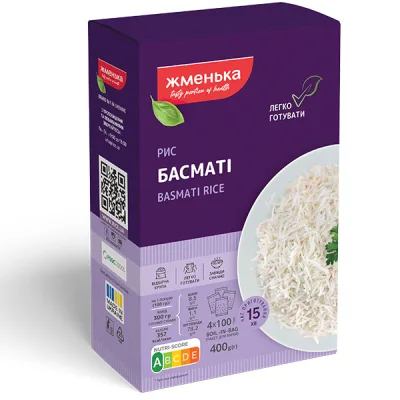 Крупа Жменька Рис Басматі в пакетиках для варки 4х100 г (4820038700255)