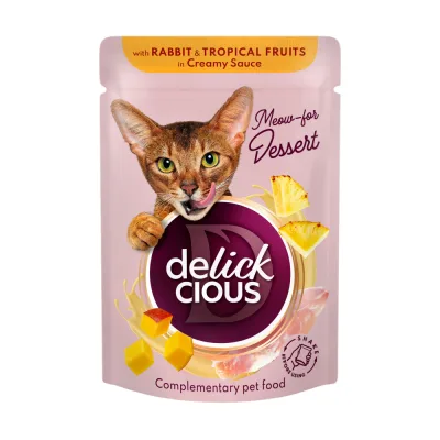 Вологий корм для кішок Delickcious Пластівці з качкою та лісовими ягодами у вершковому соусі 80 г (4820269141834) (упаковка 12 шт)